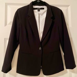 Kenzie Black One Button Blazer Lightweight Polka Dot Lining. Size XS